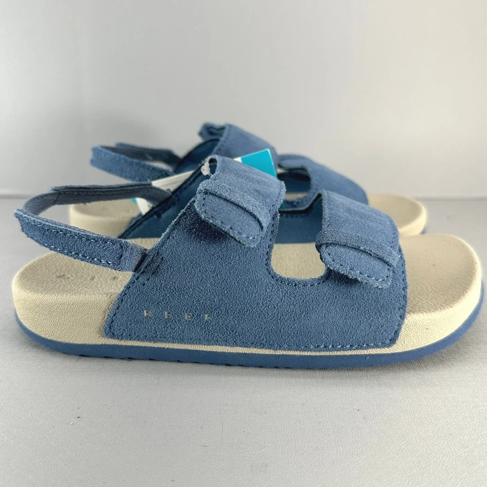 Reef Little Ojai Sandals Kids 12 Dusk Blue Suede Feel Strap NEW CJ6647